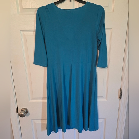 SUNNY USA BLUE WRAP STYLE A-LINE DRESS - Picture 6 of 6